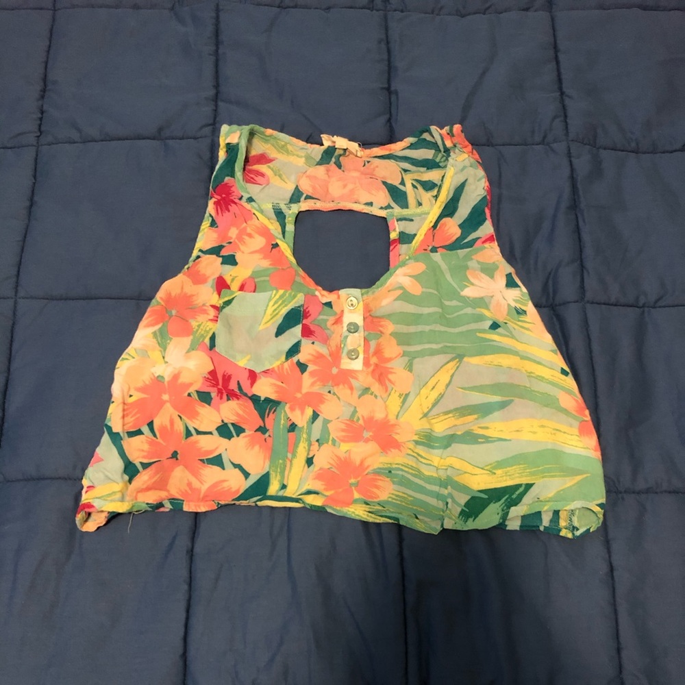 Summer floral tropical crop top